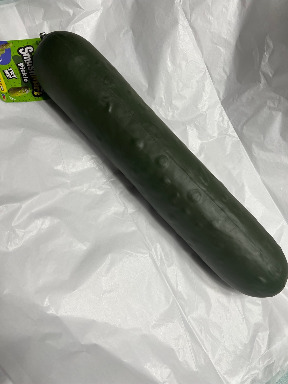 Squeeze Dark Green Pickle Toy - Squishy Cucumber Design NWT